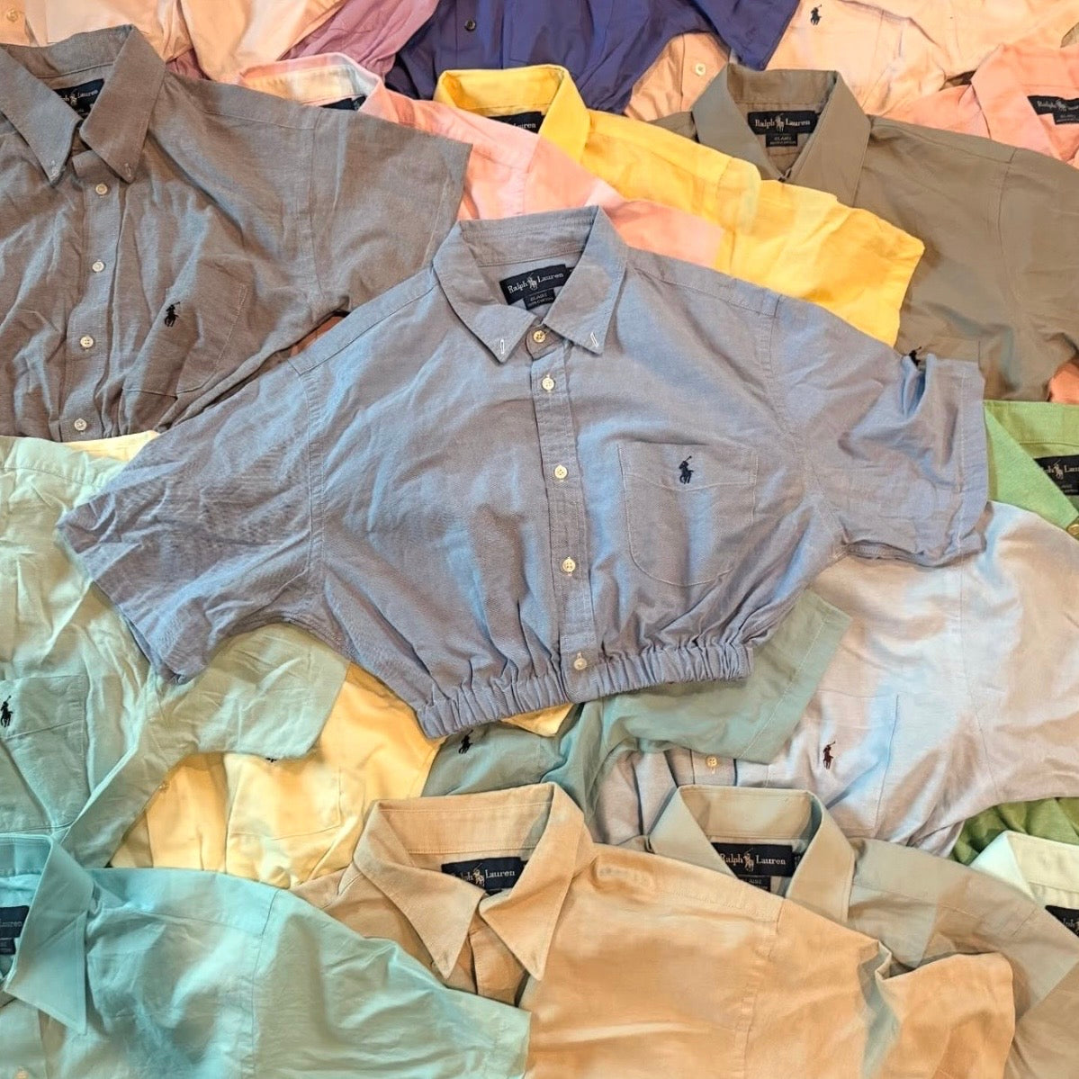 CHEMISE RALPH LAUREN CROP TOP UPCYCLÉ (X20)