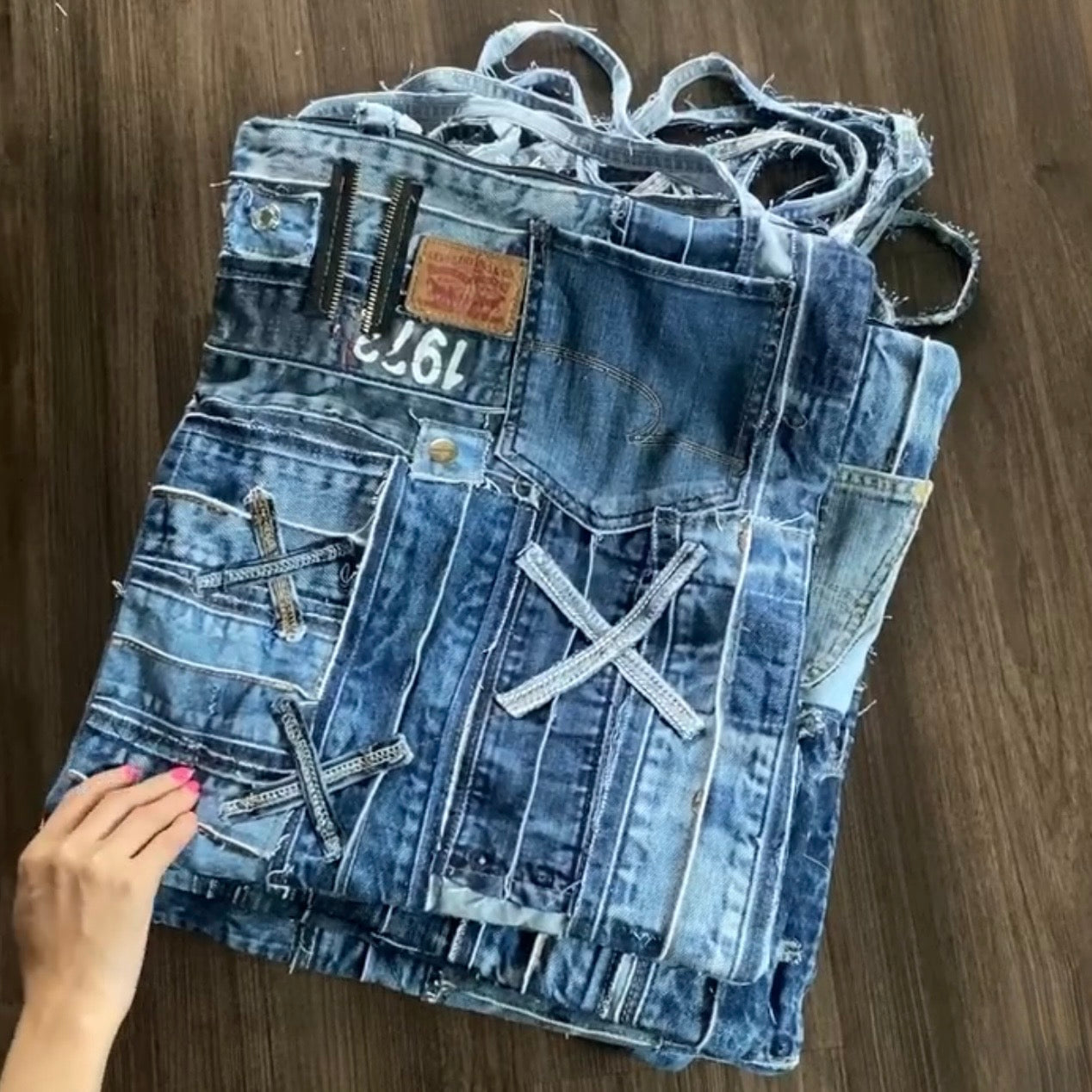 SAC TOTE BAG JEAN PATCHWORK UPCYCLÉ (X20)