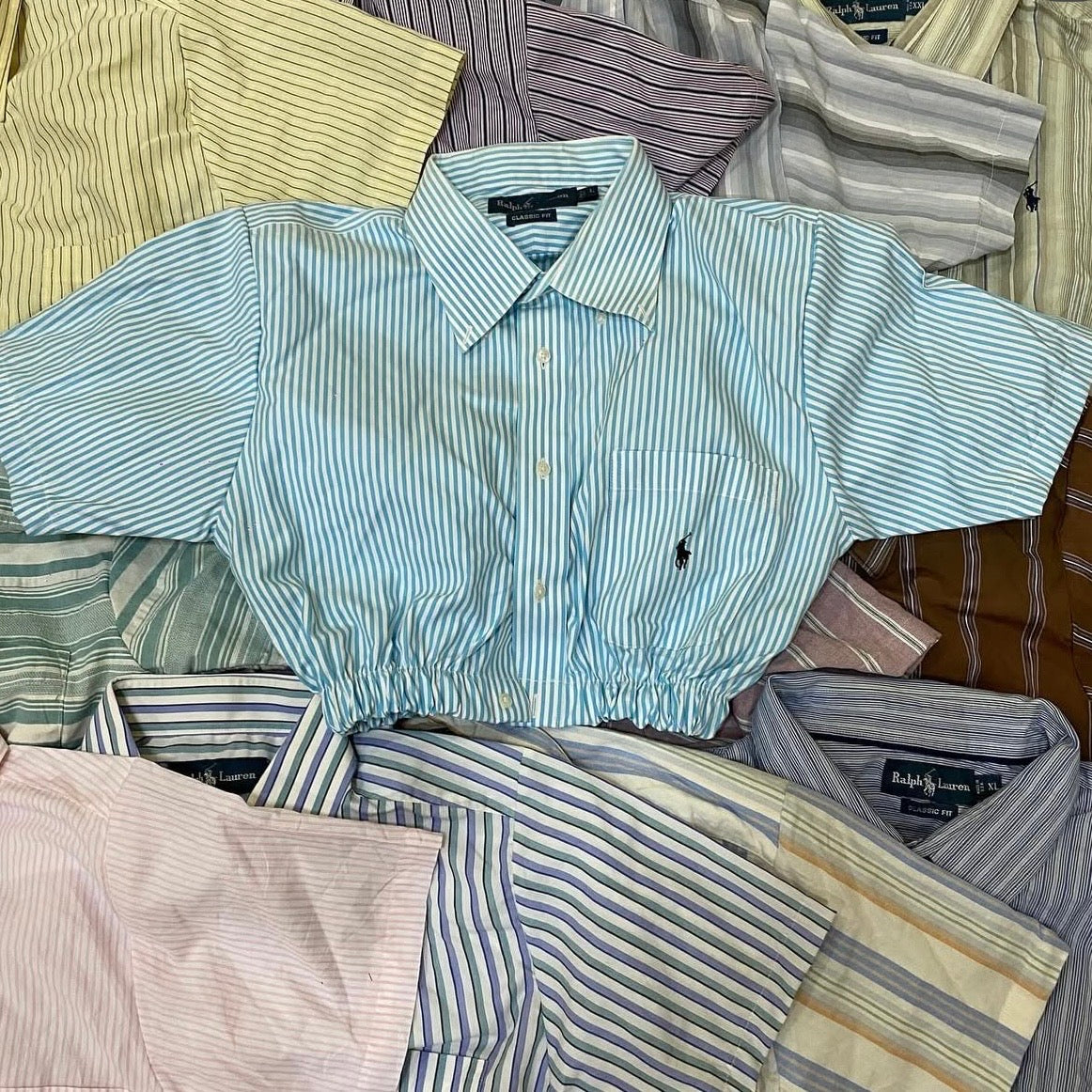 CHEMISE RALPH LAUREN CROP TOP UPCYCLÉ (X20)